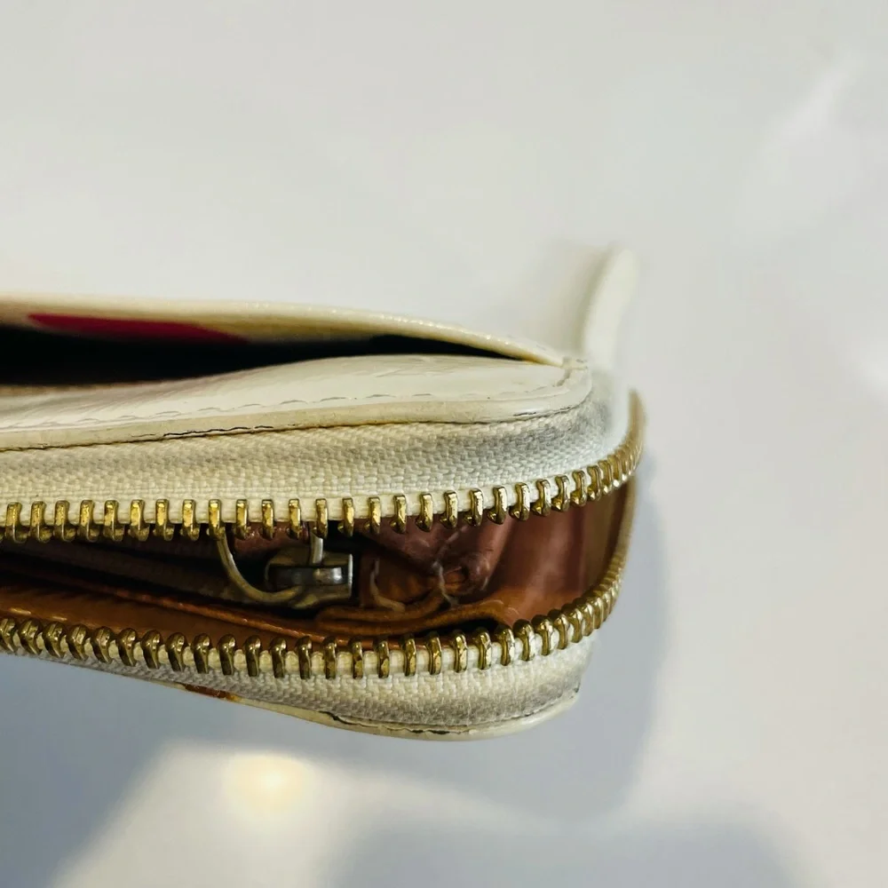 Kate Spade Bone Patent Leather Zip Around Wallet